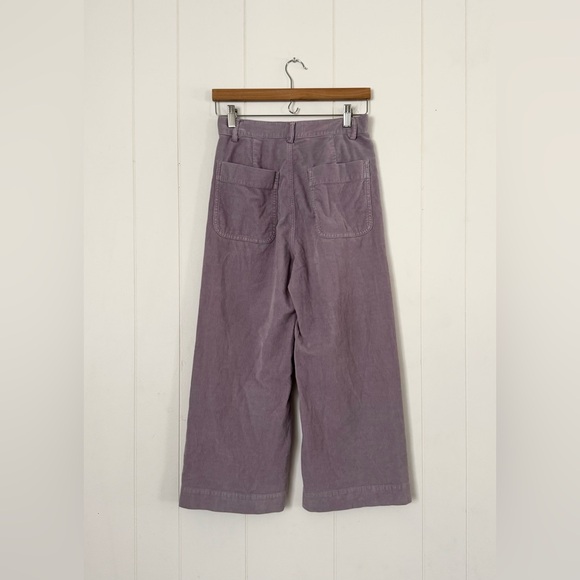 A.L.C. Jay Corduroy High-rise Wide-leg Cropped Pants 4 Purple Lavender - Picture 5 of 9